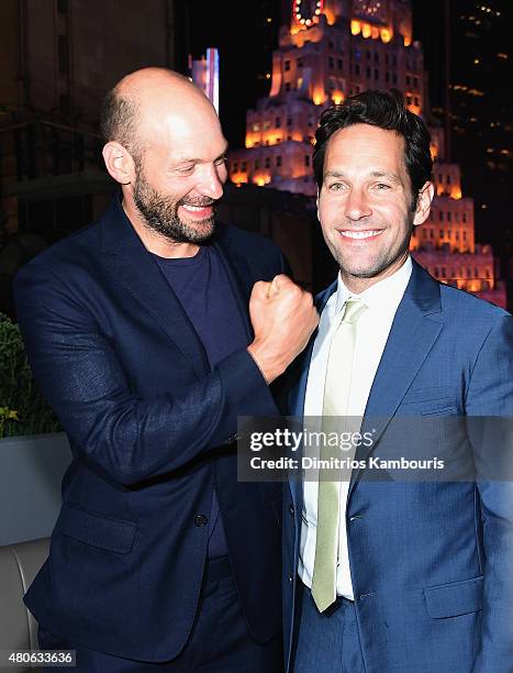 Corey Stoll and Paul Rudd attend the after party for Marvel's screening of "Ant-Man" hosted by The Cinema Society and Audi at St. Cloud at the...