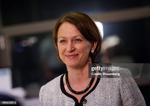 Inga Beale, chief executive officer of Lloyd's of London Ltd, pauses during a television interview in London, U.K., on Tuesday, March 25, 2014....