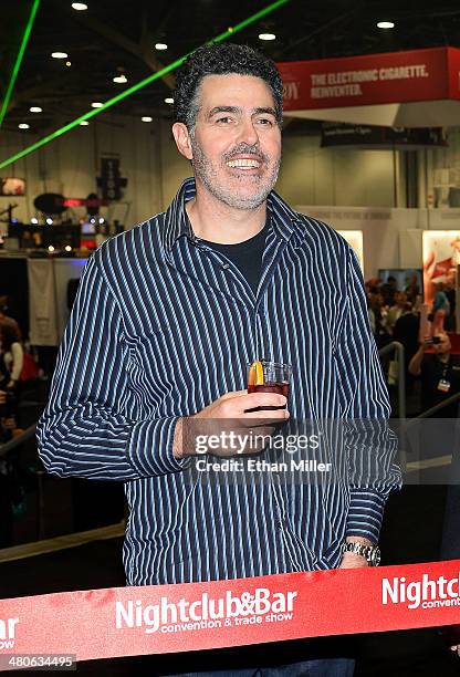 Television personality Adam Carolla attends the ribbon cutting event to mark the floor opening of the 29th annual Nightclub & Bar Convention and...