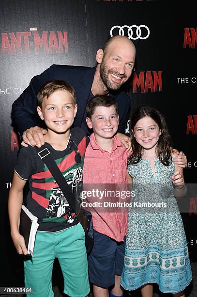 Actor Corey Stoll and family attend Marvel's screening of "Ant-Man" hosted by The Cinema Society and Audi at SVA Theater on July 13, 2015 in New York...