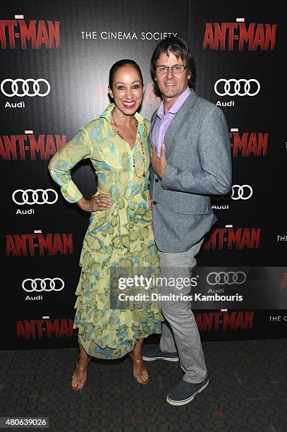 Model Pat Cleveland and Paul van Ravenstein attend Marvel's screening of "Ant-Man" hosted by The Cinema Society and Audi at SVA Theater on July 13,...