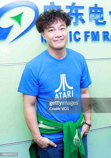 Singer Eason Chan celebrates first "Eason Chan's Day" presented by Music FM Radio Guangdong on July 13, 2015 in Guangzhou, Guangdong Province of...