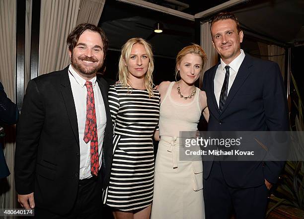 Director James Ponsoldt, actor Mickey Sumner, actor Mamie Gummer, and actor Jason Segel attend the afterparty for the Los Angeles premiere of A24's...