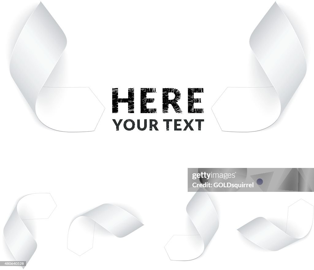 Twisted white arrows with ribbons - design elements