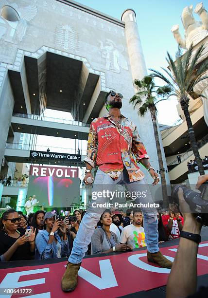 Recording Artist Miguel performs songs from his new album "Wildheart" at Hollywood And Highland Center on July 13, 2015 in Los Angeles, California.