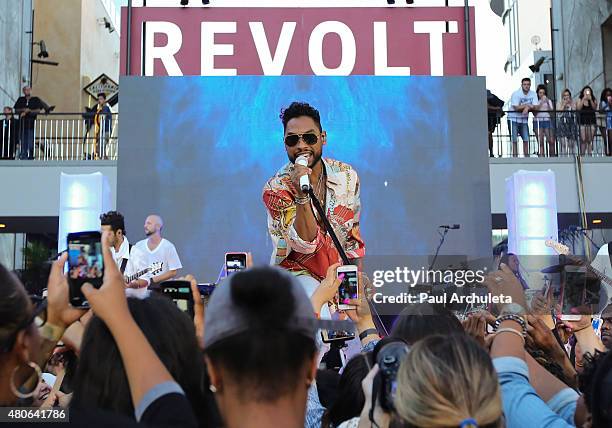 Recording Artist Miguel performs songs from his new album "Wildheart" at Hollywood And Highland Center on July 13, 2015 in Los Angeles, California.