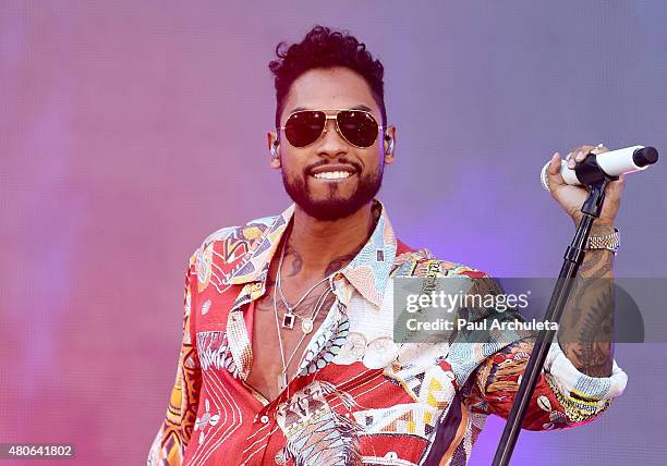 Recording Artist Miguel performs songs from his new album "Wildheart" at Hollywood And Highland Center on July 13, 2015 in Los Angeles, California.