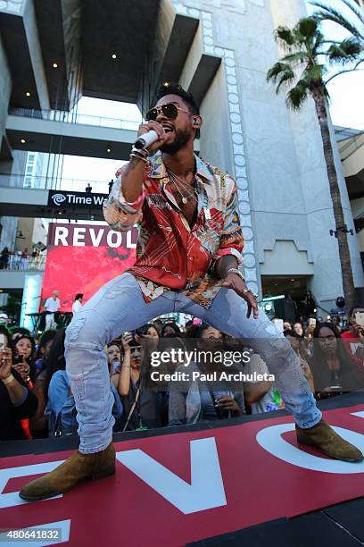 Recording Artist Miguel performs songs from his new album "Wildheart" at Hollywood And Highland Center on July 13, 2015 in Los Angeles, California.