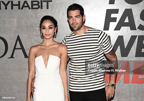 Cara Santana and Actor Jesse Metcalfe attend the opening event for New York Fashion Week: Men's S/S 2016 at Amazon Imaging Studio on July 13, 2015 in...