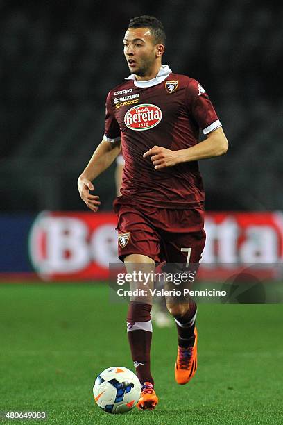 Omar El Kaddouri of Torino FC in action during the Serie A match between Torino FC and AS Livorno Calcio at Stadio Olimpico di Torino on March 22,...
