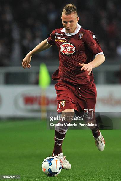 Jasmin Kurtic of Torino FC in action during the Serie A match between Torino FC and AS Livorno Calcio at Stadio Olimpico di Torino on March 22, 2014...