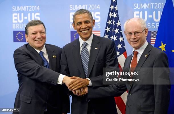 President of the European Commission Jose-Manuel Barroso, President of the United States Barack Obama and President of the European Council Herman...