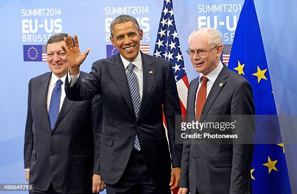 President of the European Commission Jose-Manuel Barroso, President of the United States Barack Obama and President of the European Council Herman...