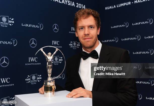 Laureus World Sportsman of the Year nominee and motor racing driver Sebastian Vettel attends the 2014 Laureus World Sports Awards at the Istana...