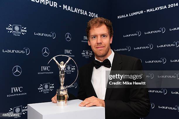 Laureus World Sportsman of the Year nominee and motor racing driver Sebastian Vettel attends the 2014 Laureus World Sports Awards at the Istana...