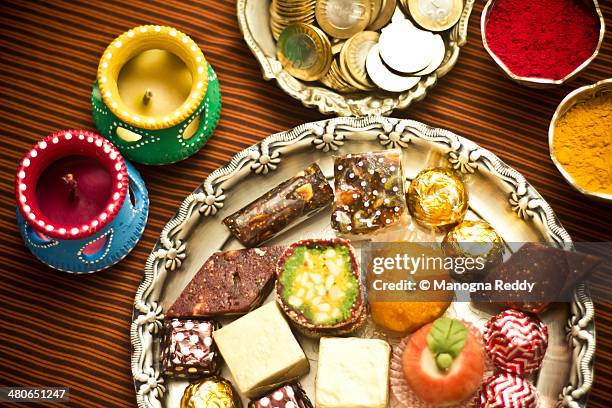 festive preperations - diwali sweets stock-fotos und bilder