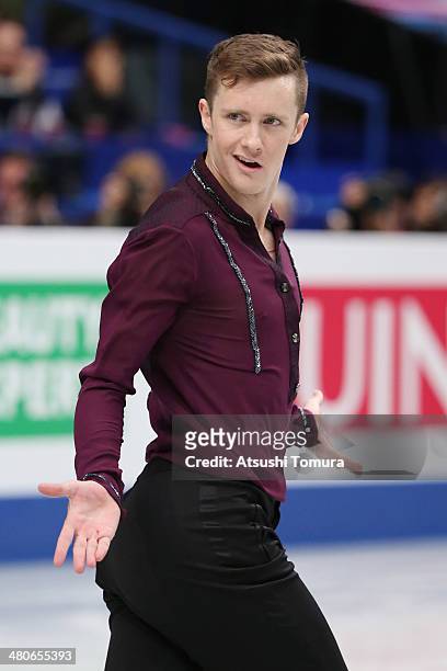 Jeremy Abbott of USA competes in the Men's Short Program during ISU World Figure Skating Championships at Saitama Super Arena on March 26, 2014 in...