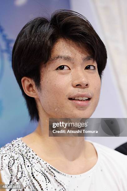 Tatsuki Machida of Japan smiles after the Men's Short Program during ISU World Figure Skating Championships at Saitama Super Arena on March 26, 2014...