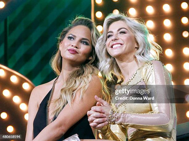 Chrissy Teigen and Julianne Hough appear during the Lip Sync Battle Live at Central Park SummerStage on July 13, 2015 in New York City.