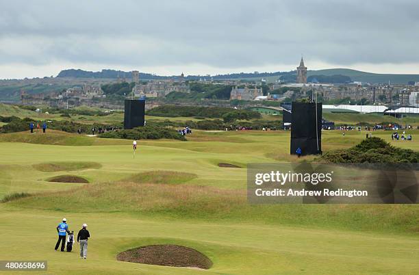 General view of Charley Hoffman of the United States on the 13th ahead of the 144th Open Championship at The Old Course on July 14, 2015 in St...
