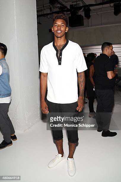 Professional basketball player Nick Young attends the Public School Presentation during New York Fashion Week: Mens S/S 2016 at Skylight Clarkson Sq...