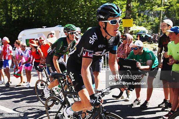 Geraint Thomas of Great Britain and Team Sky rides during stage ten of the 2015 Tour de France, a 167 km stage between Tarbes and La...
