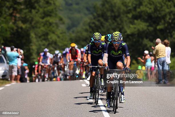 Alex Dowsett of Great Britain and Movistar Team rides during stage ten of the 2015 Tour de France, a 167 km stage between Tarbes and La...