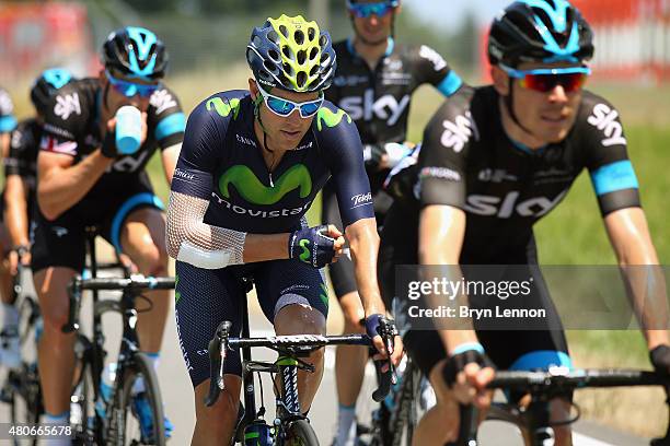 Alex Dowsett of Great Britain and Movistar Team rides during stage ten of the 2015 Tour de France, a 167 km stage between Tarbes and La...