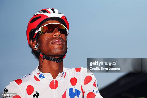 Daniel Teklehaimanot of Eritrea and MTN-Qhubeka prepares for the start of stage ten of the 2015 Tour de France, a 167 km stage between Tarbes and La...