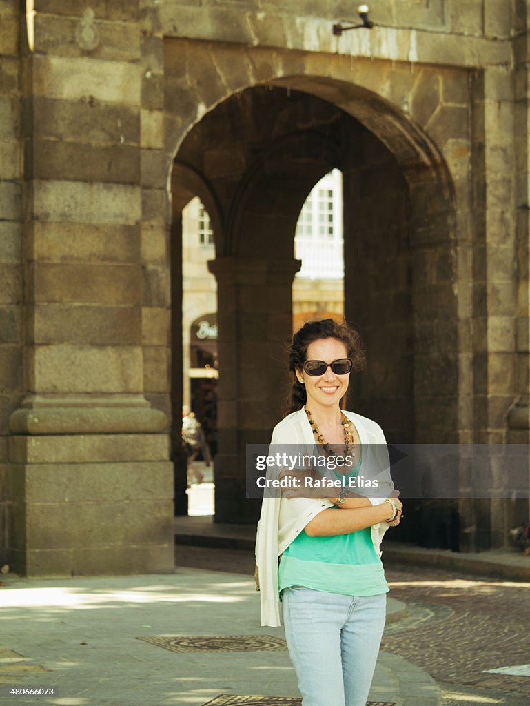 Pretty woman outside the walls