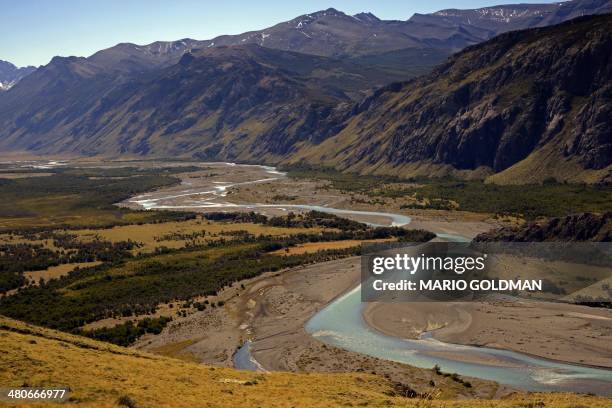 View of Las Vueltas River, near El Chalten, Santa Cruz province, Argentina on March 18, 2014. AFP PHOTO / MARIO GOLDMAN