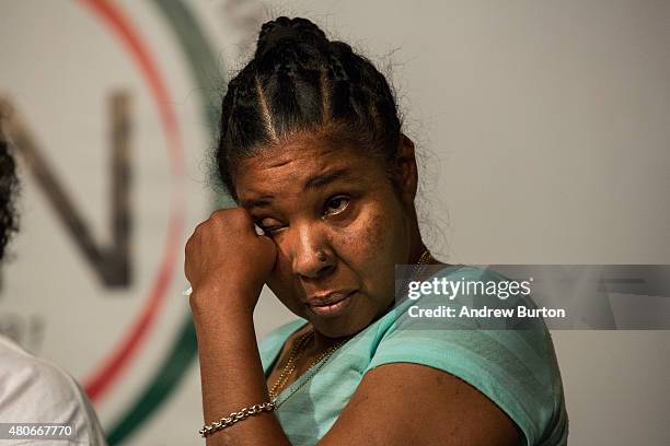 Esaw Garner, Eric Garner's wife, attends a press conference held with her familiy members and the Reverand Al Sharpton calling for further justice...