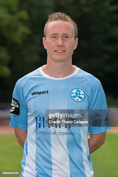Markus Mendler poses during the official team presentation of Stuttgarter Kickers at ADM-Sportpark on July 14, 2015 in Stuttgart, Germany.
