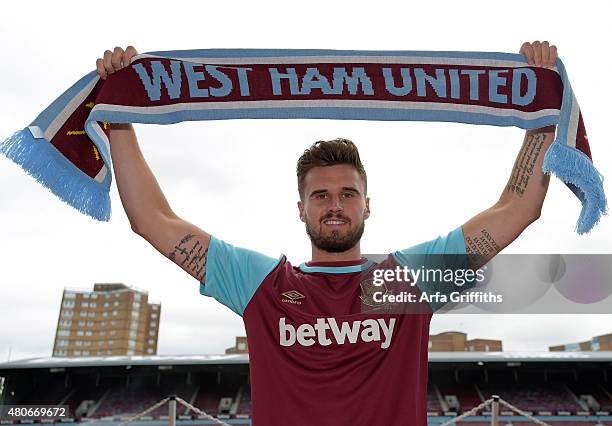 Carl Jenkinson renews loan contract with West Ham United at Boleyn Ground on July 14, 2015 in London, England.