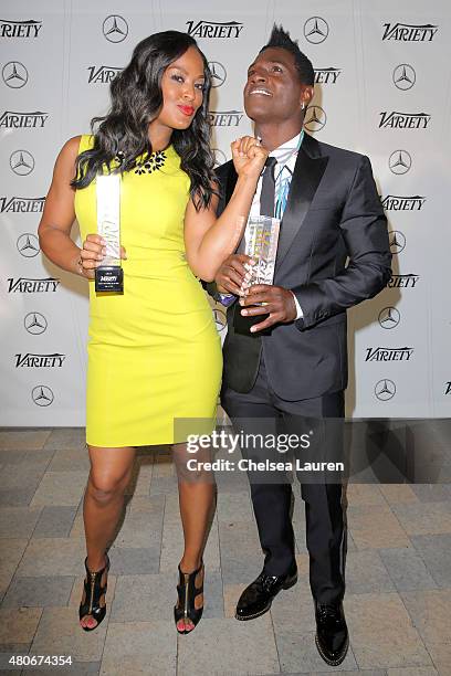 Variety's Female Sports Personality of the Year Laila Ali and Variety's Male Sports Personality of the Year Antonio Brown attend the Variety's Sports...