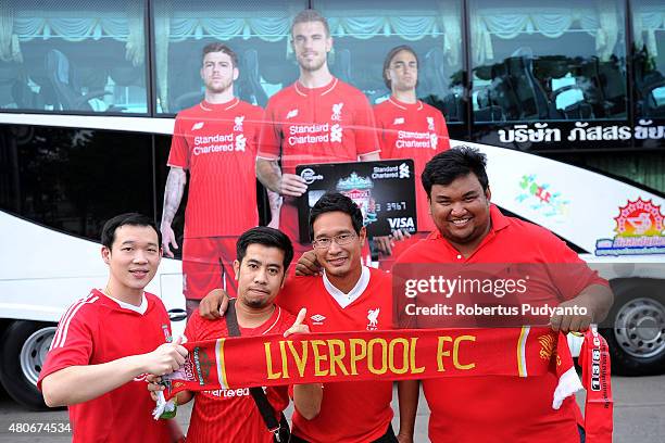 Liverpool FC fans in action during the international friendly match between Thai Premier League All Stars and Liverpool FC at Rajamangala Stadium on...