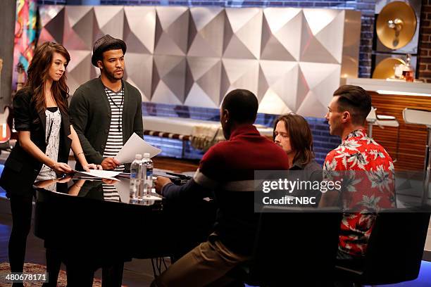 Team Adam Battle Reality" Episode 610 -- Pictured: Christina Grimmie, Joshua Howard, Aloe Blacc, Paul Mirkovich, Adam Levine --