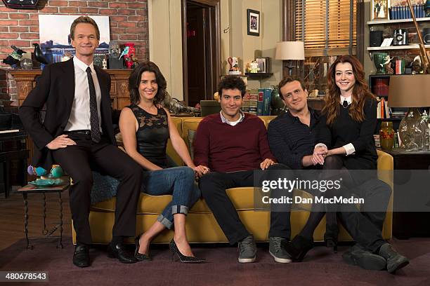 Actors Neil Patrick Harris, Cobie Smulders, Josh Radnor, Jason Segel and Alyson Hannigan are photographed for USA Today on February 18, 2014 on the...