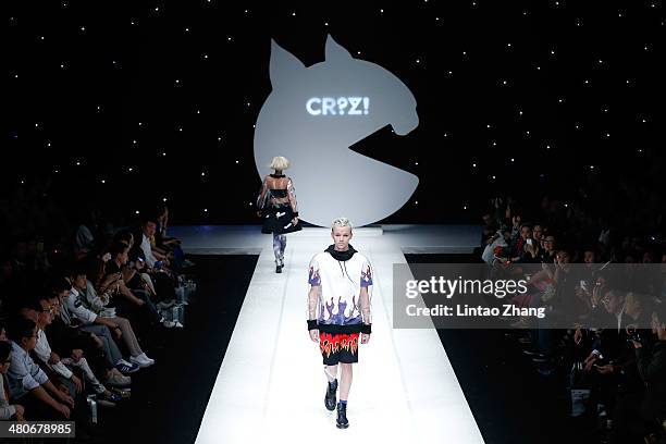 Models showcases designs on the catwalk during the CRZ Collection show of Mercedes-Benz China Fashion Week Autumn/Winter 2014/2015 at the 751D-PARK...