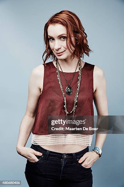 Felicia Day poses for a portrait at the Getty Images Portrait Studio Powered By Samsung Galaxy At Comic-Con International 2015 at Hard Rock Hotel San...