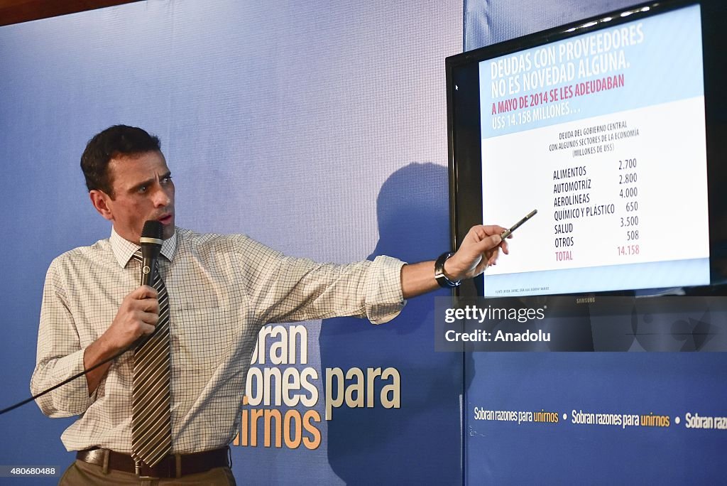 Venezuela opposition leader Capriles' press conference