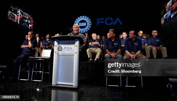 Dennis Williams, president of the United Auto Workers union , speaks during the start of labor negotiations with Fiat Chrysler Automobiles NV , at...