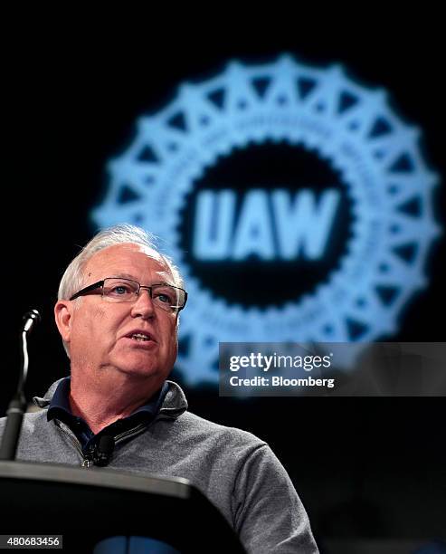 Dennis Williams, president of the United Auto Workers union , speaks during the start of labor negotiations with Fiat Chrysler Automobiles NV , at...