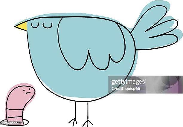 the early bird catches the worm-doodles - wurm stock-grafiken, -clipart, -cartoons und -symbole