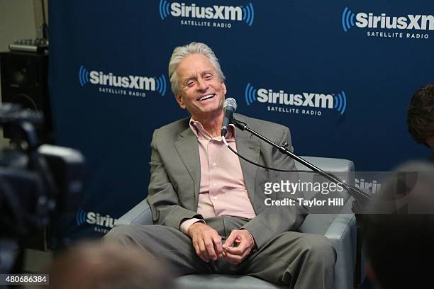 Actor Michael Douglas promotes Marvel's "Ant-Man" in a Town Hall with Paul Rudd and Jess Cagle on EW Radio at SiriusXM Studios on July 14, 2015 in...