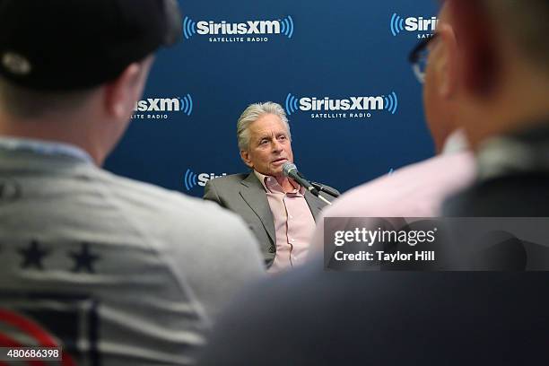 Actor Michael Douglas promotes Marvel's "Ant-Man" in a Town Hall with Paul Rudd and Jess Cagle on EW Radio at SiriusXM Studios on July 14, 2015 in...