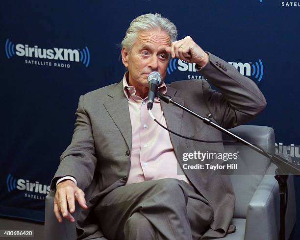 Actor Michael Douglas promotes Marvel's "Ant-Man" in a Town Hall with Paul Rudd and Jess Cagle on EW Radio at SiriusXM Studios on July 14, 2015 in...