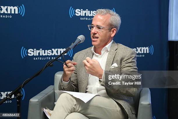 Jess Cagle of EW Radio interviews Paul Rudd and Michael Douglas at a town hall at SiriusXM Studios on July 14, 2015 in New York City.