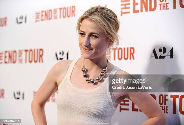 Actress Mamie Gummer attends the premiere of "The End Of The Tour" at Writers Guild Theater on July 13, 2015 in Beverly Hills, California.