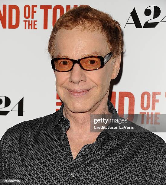 Composer Danny Elfman attends the premiere of "The End Of The Tour" at Writers Guild Theater on July 13, 2015 in Beverly Hills, California.